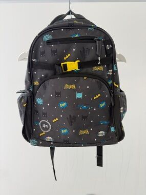 Batman Kids Black Backpack with Yellow Accent and Teal Graphics